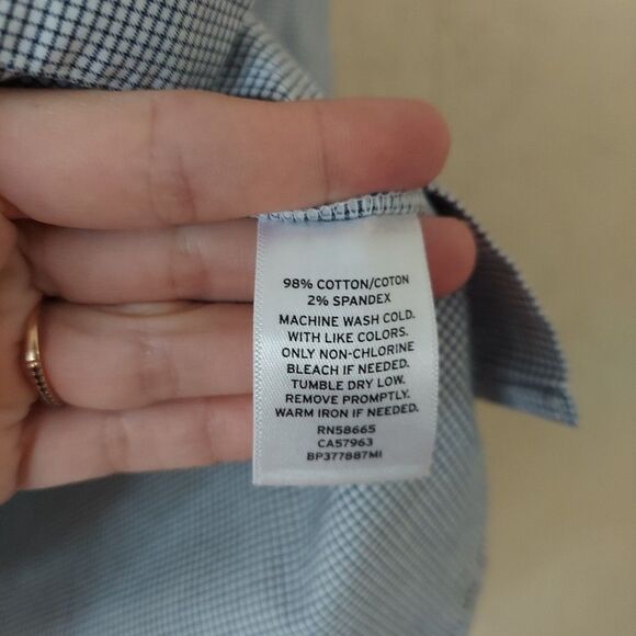 Bp Blue Puff Sleeve Button Up Shirt Career Work Business Stretch Cotton Sz Large - Picture 4 of 10